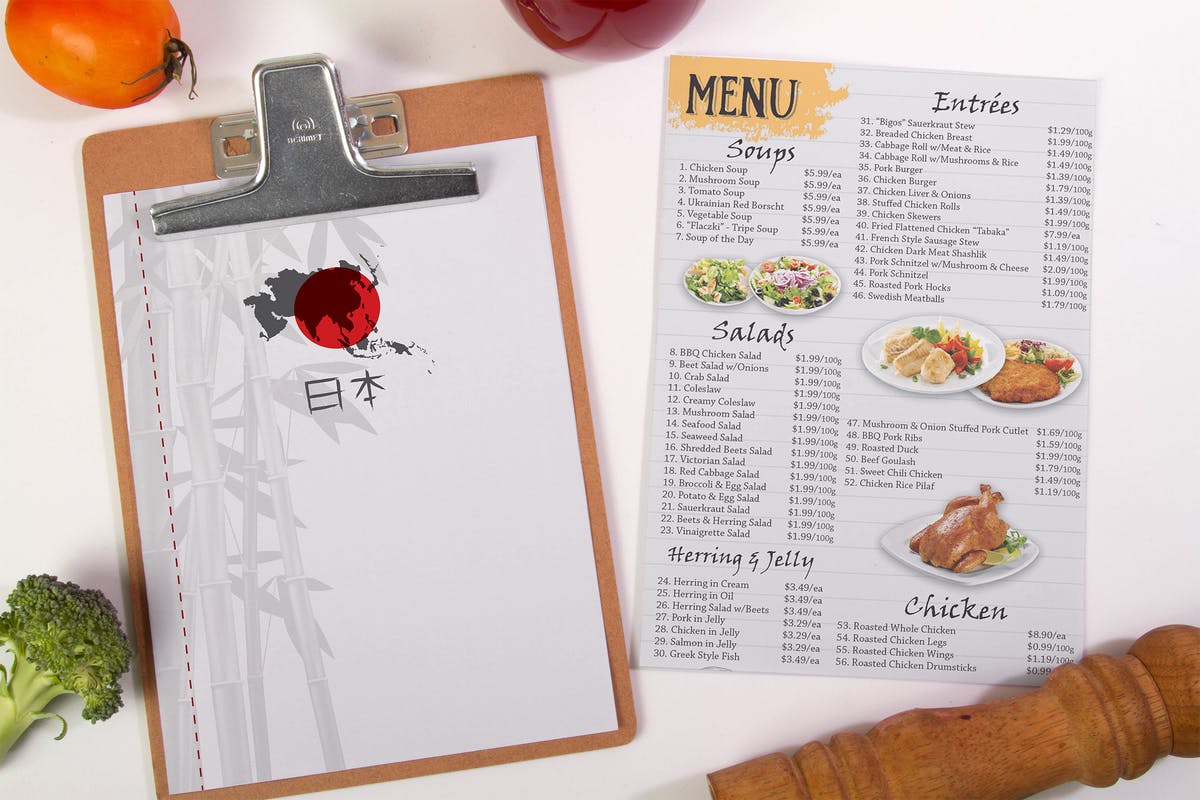 日式餐厅日本菜食物菜单设计样机 Food Menu Mock Up插图