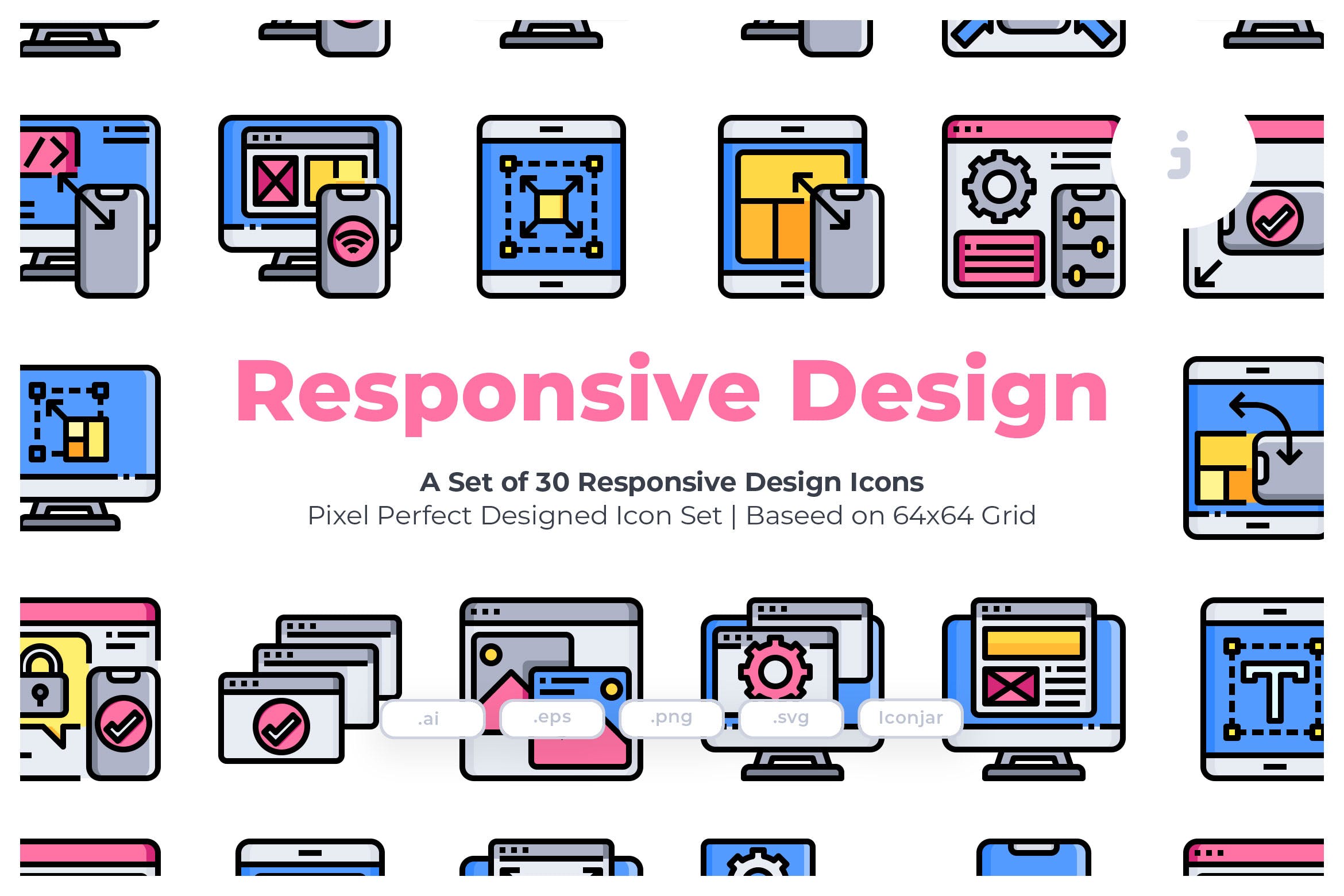 30枚响应式设计主题矢量图标素材 30 Responsive Design Icons插图