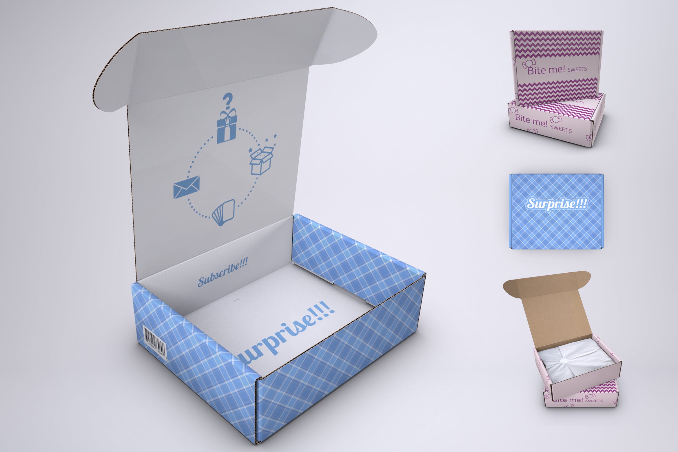 礼品定制包装盒设计样机模板 Subscription Box Mock-Up插图