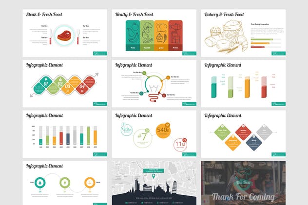 美味西式快餐主题PPT幻灯片设计模板 Taste – Food Powerpoint Template插图(2)