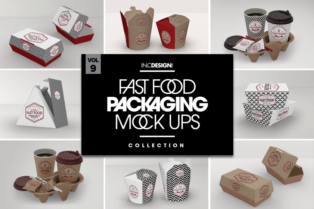 外带快餐包装样机套装Vol.9 Fast Food Boxes Vol.9: Take Out Packaging Mockups插图