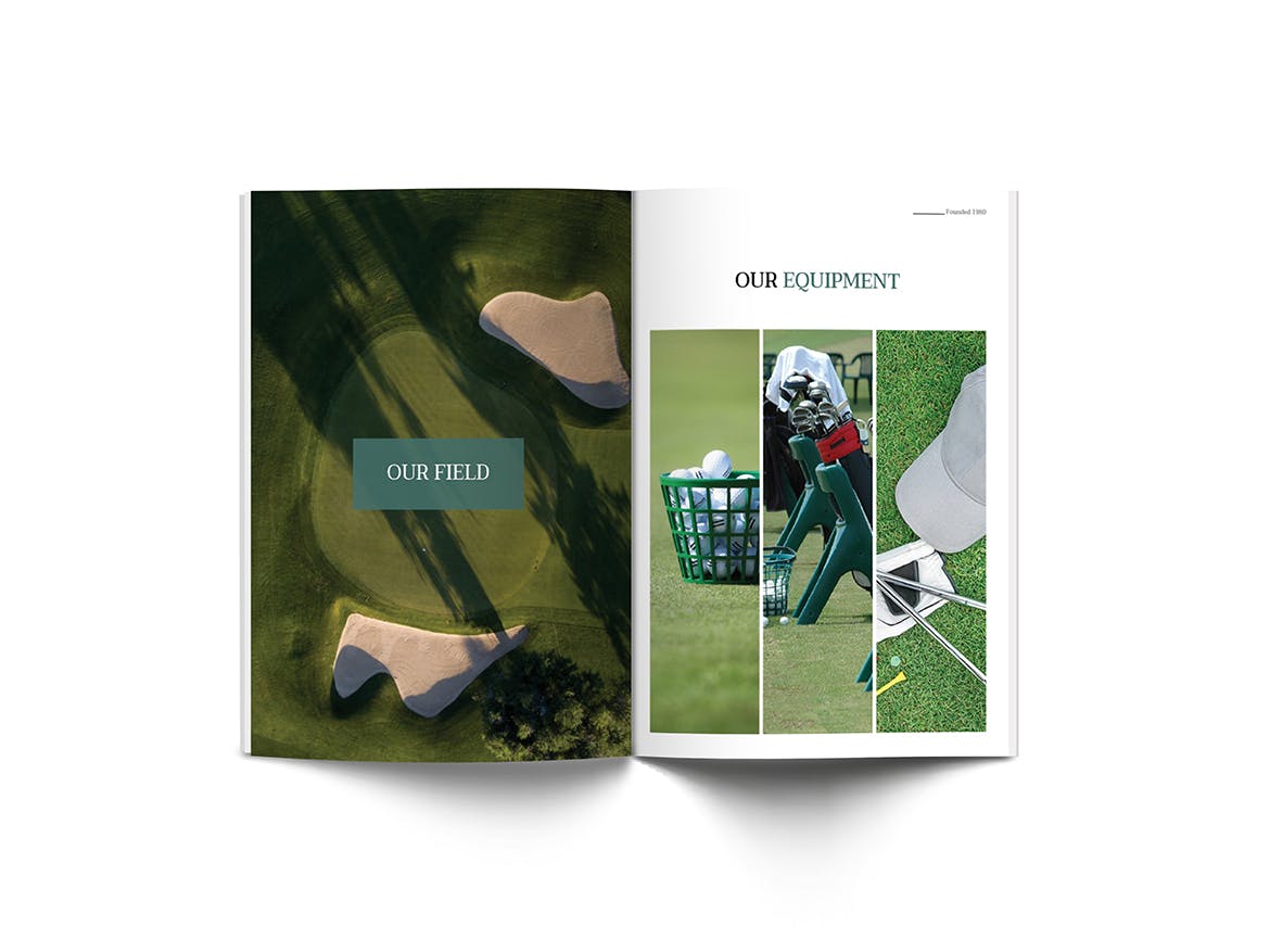 高尔夫俱乐部简介宣传画册设计模板 Golf A4 Brochure Template插图10