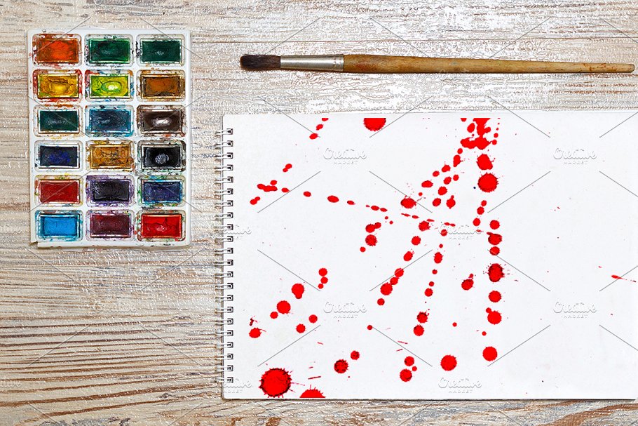 10款抽象红墨水飞溅污渍背景 10 JPG Abstract red ink splash插图