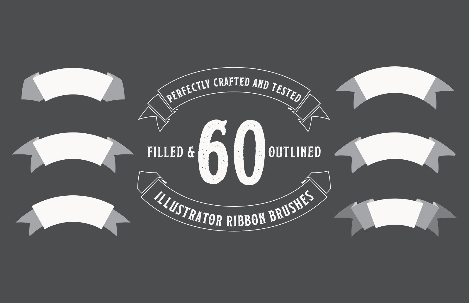 60个彩带形状 AI 笔刷 60 Illustrator Ribbon Brushes插图