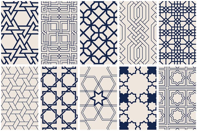 伊斯兰民族艺术几何图形图案素材 Islamic Art Vector Patterns插图(6)