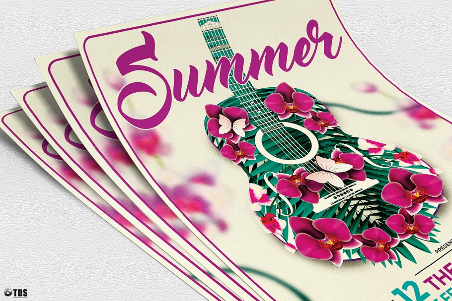 夏季吉他音乐会海报传单PSD模板 V1 Summer Unplugged Flyer PSD V1插图4