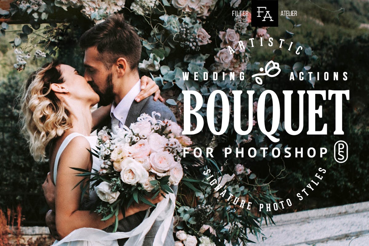 浪漫婚礼花束装饰PS动作 Bouquet Wedding Actions for Photoshop插图