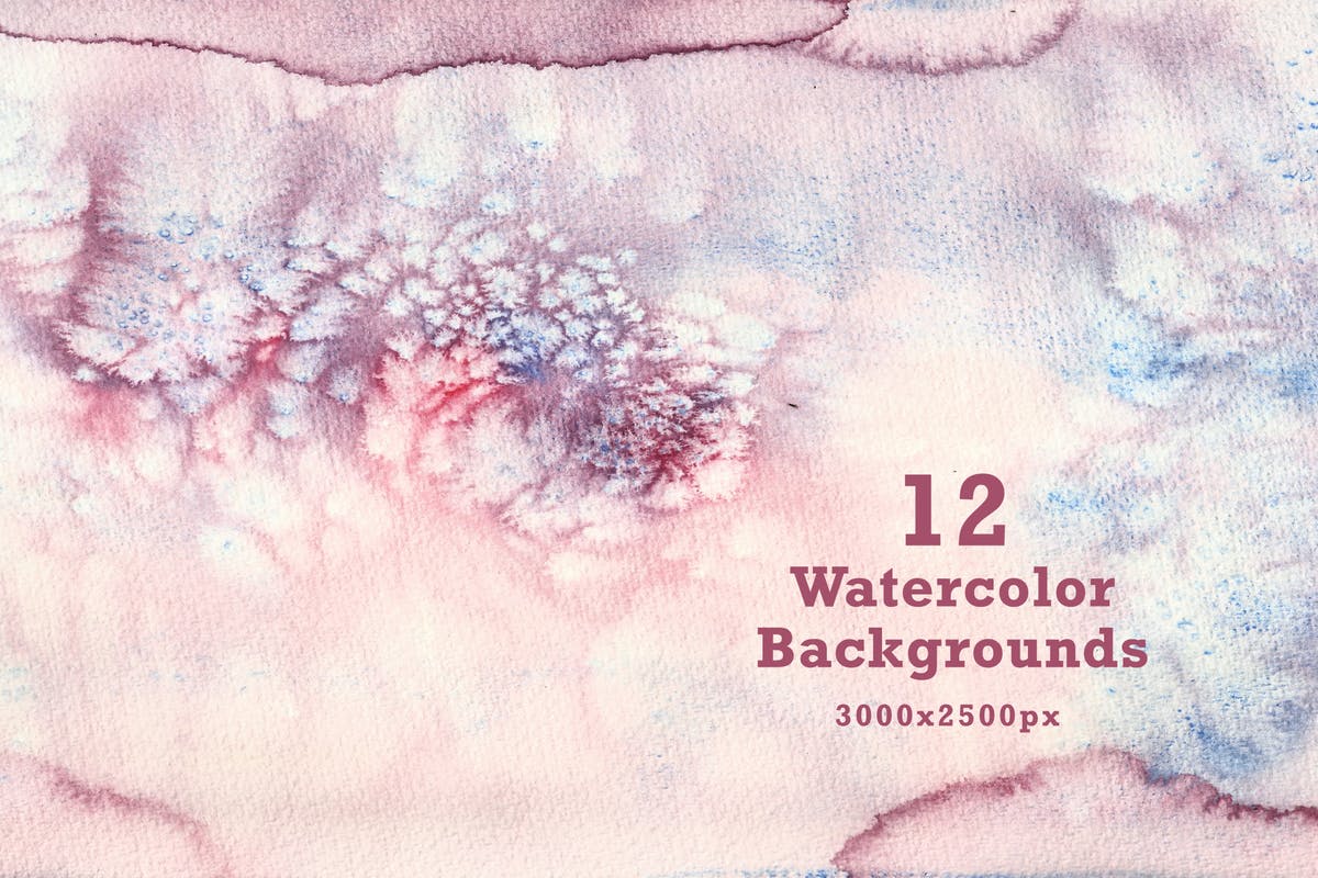 12个优质淡水彩背景套装 Set of 12 Watercolor Backgrounds插图