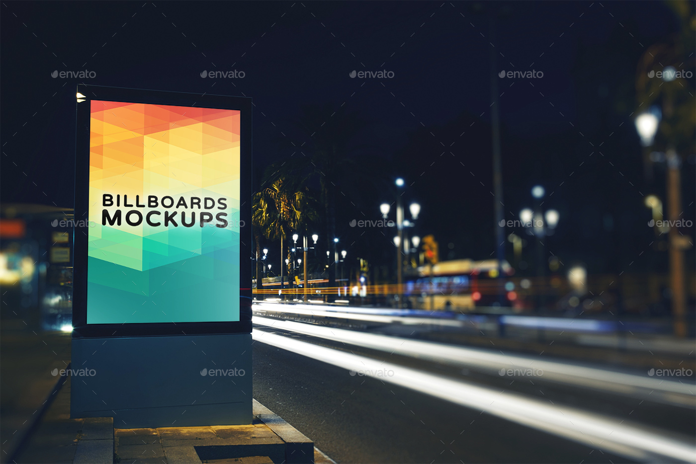 夜间广告牌展示样机模版 Billboards Mockups at Night Vol.1插图8