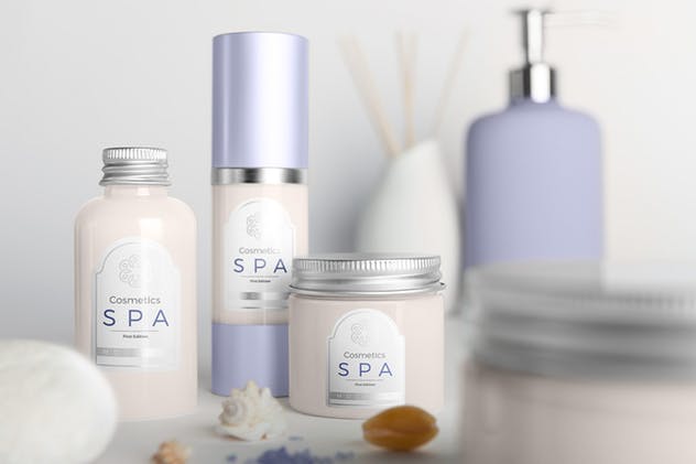 SPA高级品牌化妆品品牌包装外观样机v.1 SPA Cosmetics Mockup v.1插图(2)