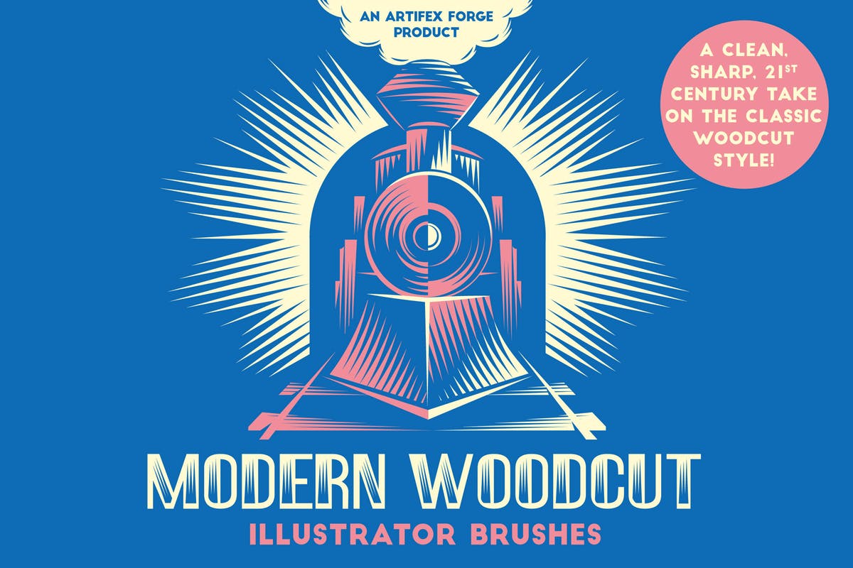 现代木刻设计风格AI笔刷 Modern Woodcut Brushes插图