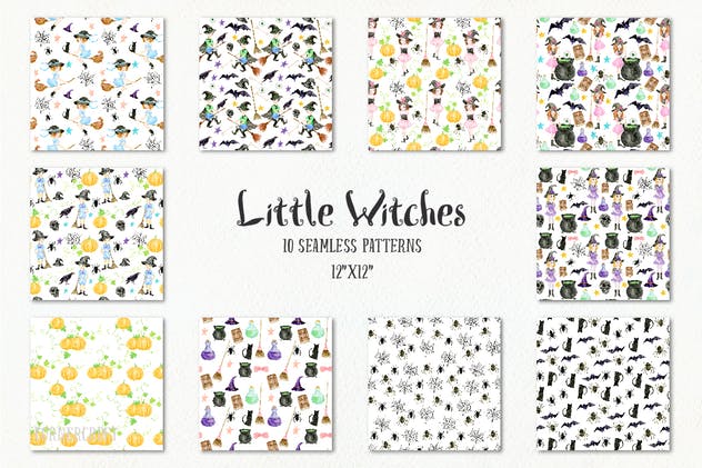 小女巫水彩元素设计套装 Little Witches Design Kit Watercolor插图(8)