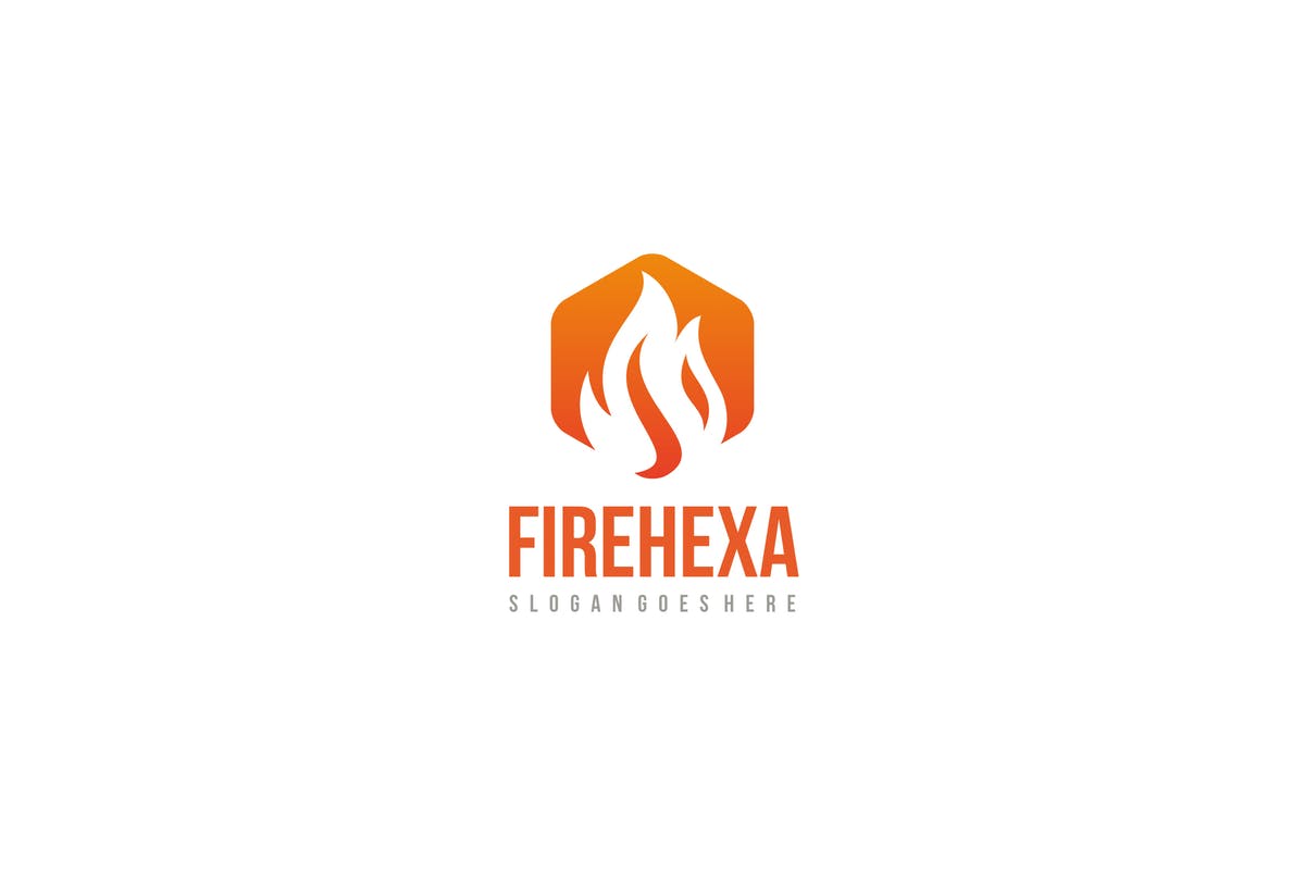 六边形火焰企业创意Logo设计模板 Fire Hexagon Logo插图