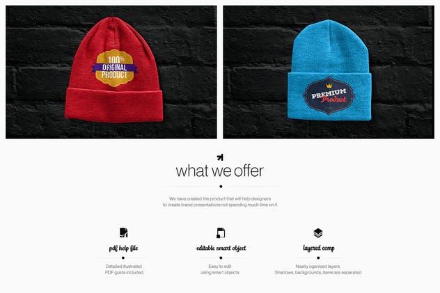 保暖针织毛线帽样机套装 Beanies Pack Mock Up插图(1)