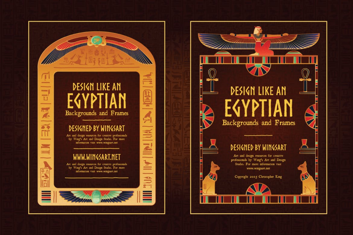 古埃及特色插画和复古海报设计模板 Egyptian Illustrations and Poster Templates插图(5)