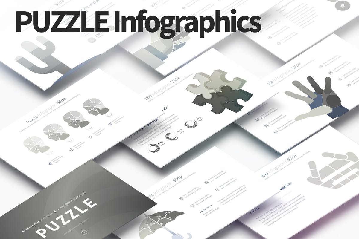 创意拼图图形信息图表数据分析PPT模板 PUZZLE – PowerPoint Infographics Slides插图