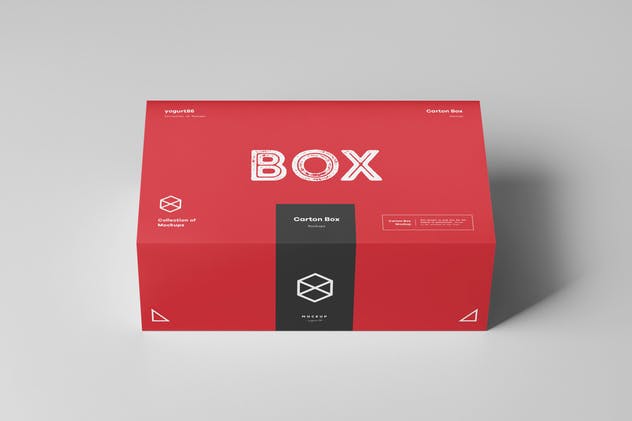 纸箱礼品包装箱样机模板 Carton Box Mock-up 23x14x8 & Wrapper插图1