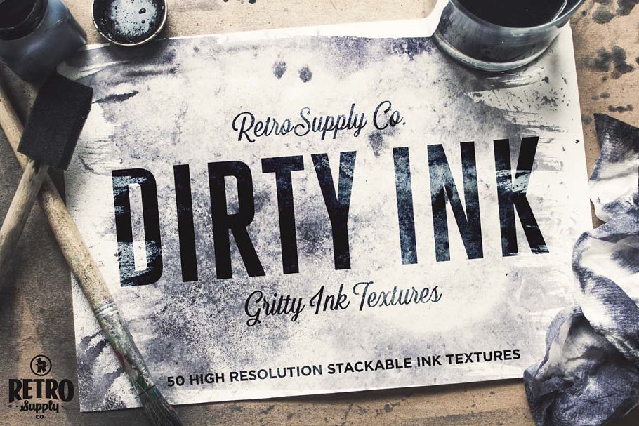 水洗墨水的魅力纹理合集[1.08GB] Dirty Ink | Ink Wash Textures插图