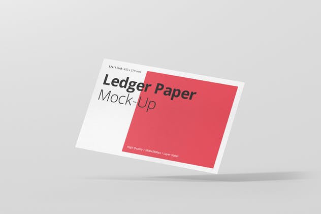 Ledger纸张印刷演示样机模板 Ledger Paper Mockup – 17×11插图(3)