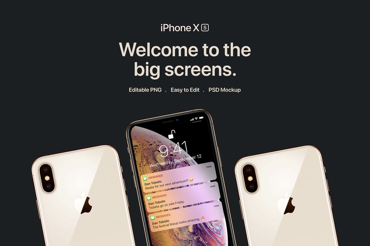 正反面视角iPhone Xs智能手机样机 New iPhone XS Mockup插图
