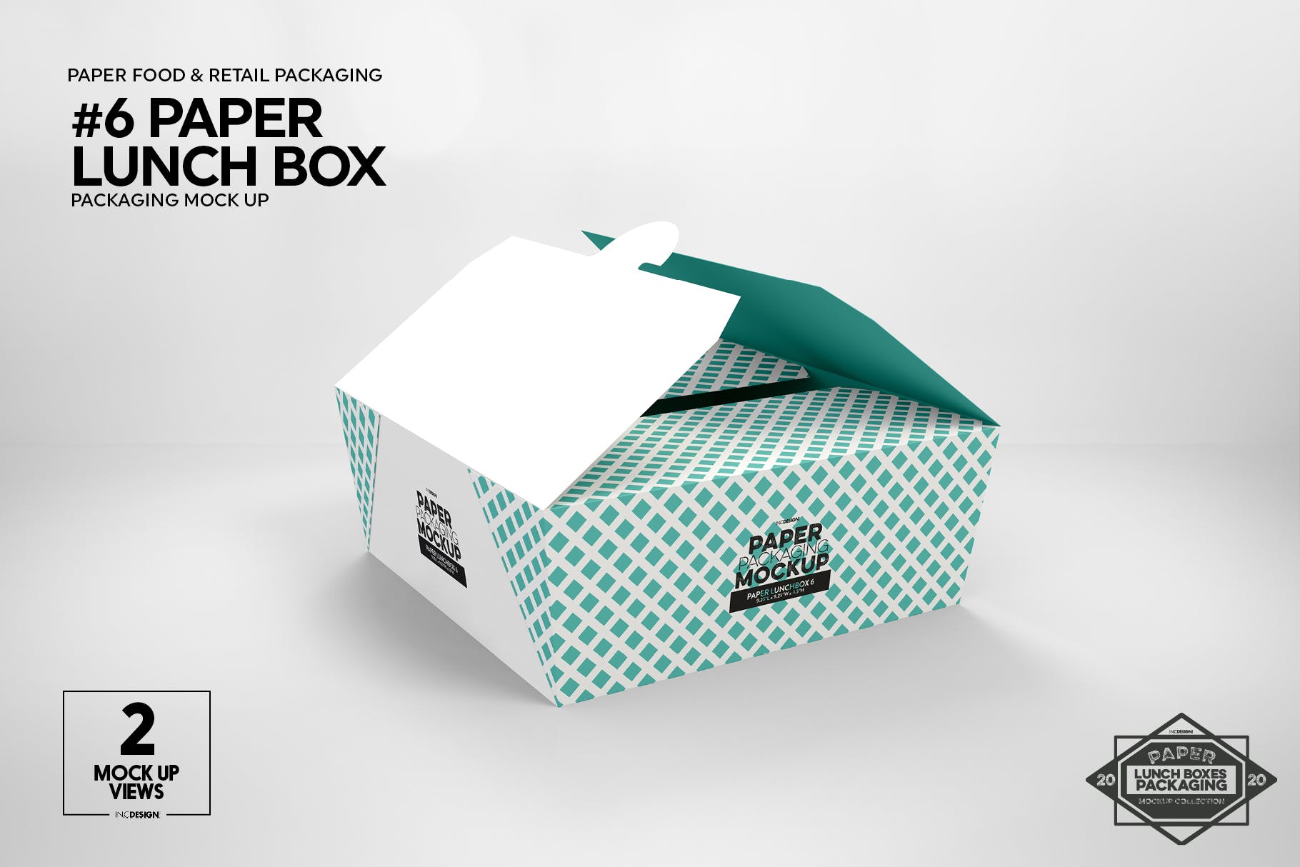 午餐外卖外带包装纸盒设计图样机 Paper Lunch Boxes Packaging Mockups插图(6)