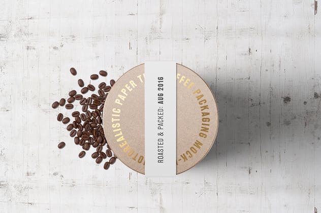 茶叶/咖啡豆纸筒外观包装样机模板 Paper Tube Coffee Package Mock Up插图(5)