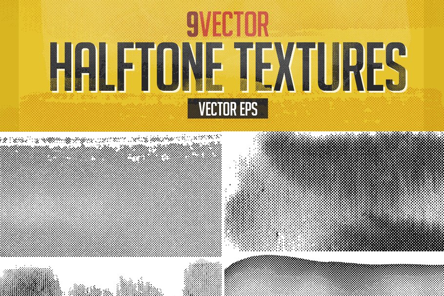 复古做旧矢量半色调纹理 Vector Halftone Textures插图