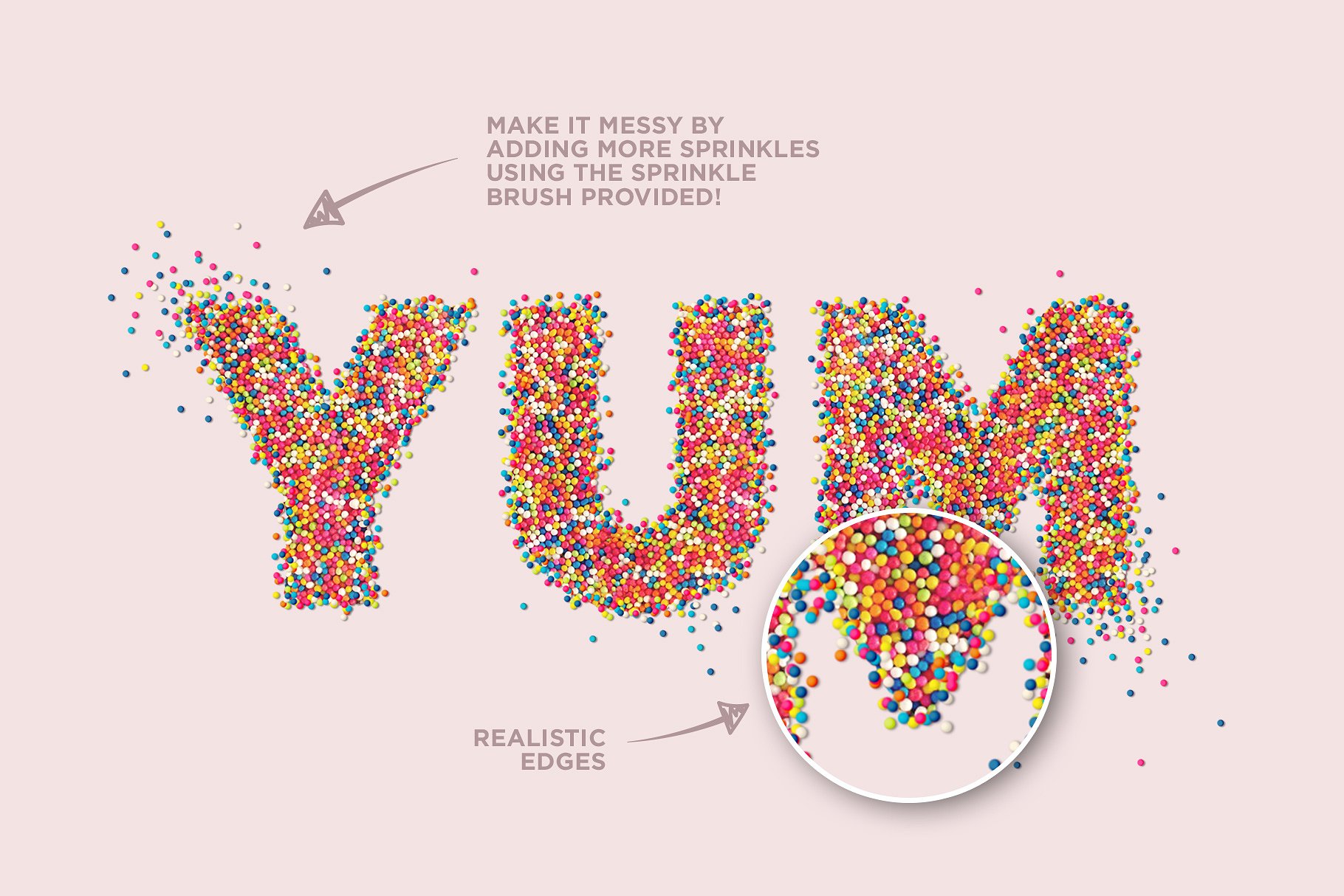 彩色糖果颗粒感字体特效PS动作 Sprinkle Photoshop Action插图2
