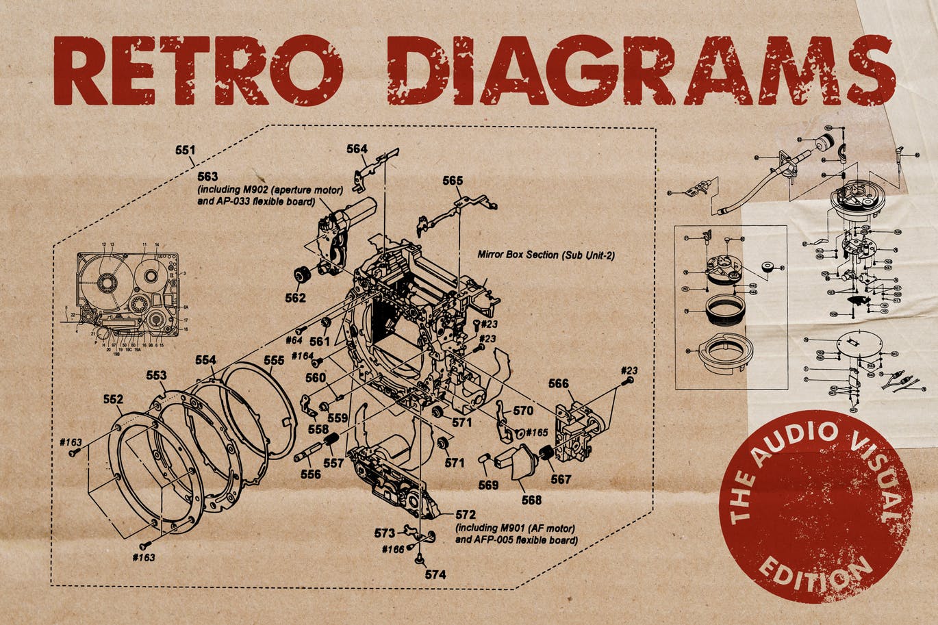 复古视听电器可视化结构矢量图形素材 Retro Diagrams – Audio Visual Edition插图