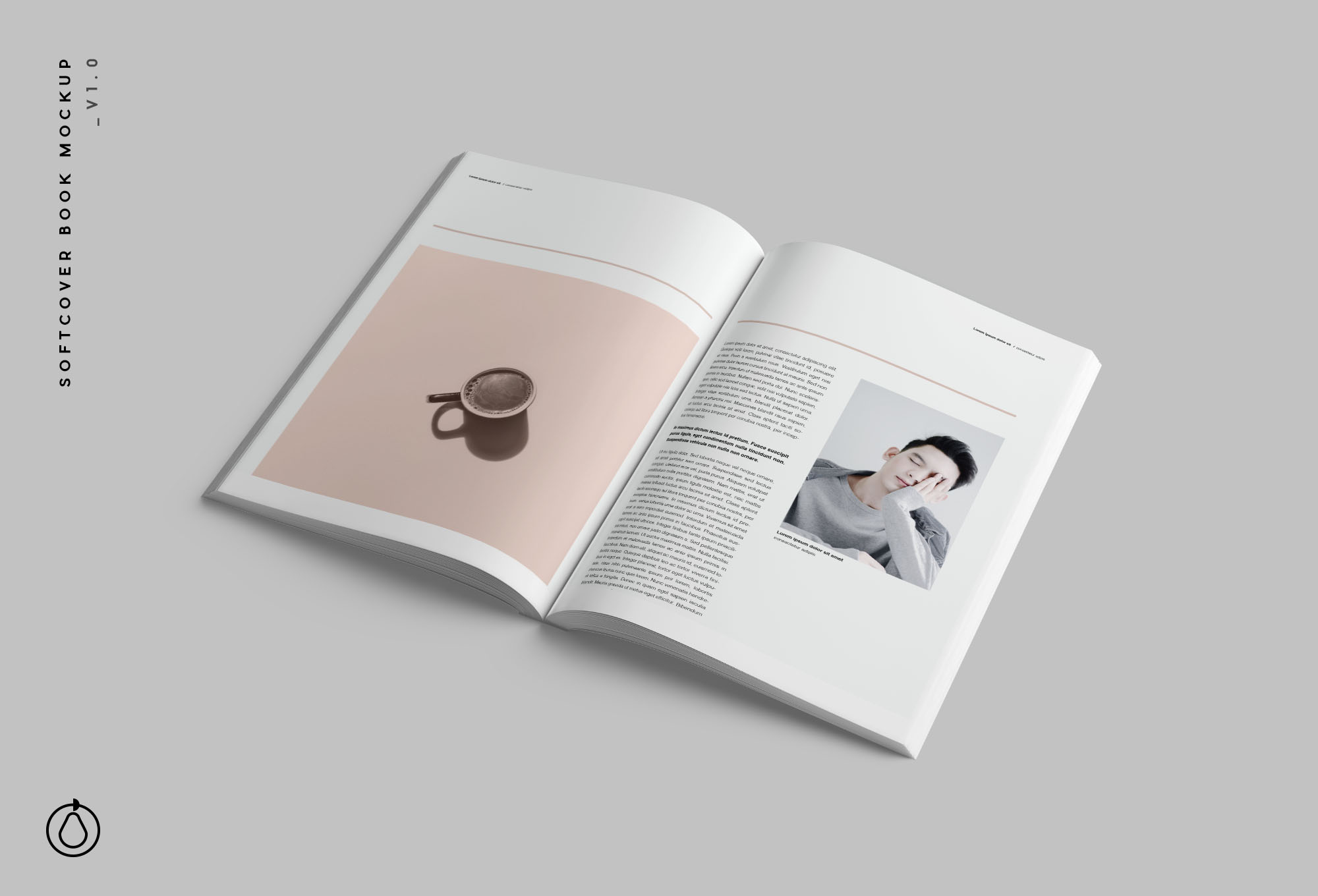 软封面图书设计效果样机模板 Softcover Book Mockup插图