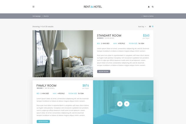 酒店在线预订系统网站PSD模板 Rent a Hotel – Booking Website PSD Template插图(8)