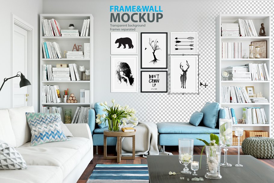 室内画框&墙纸设计样机模板 Interior Frame & Wall Mockup – 05插图
