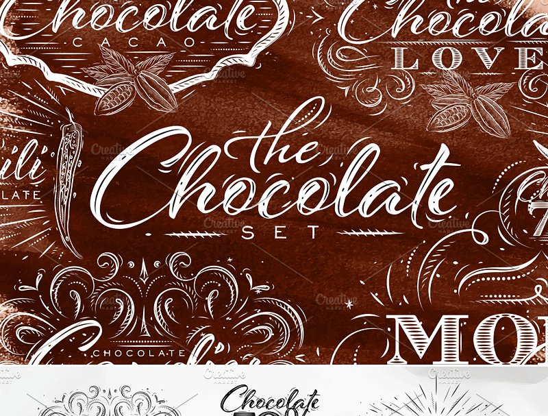 复古巧克力标签插画 Chocolate Set插图