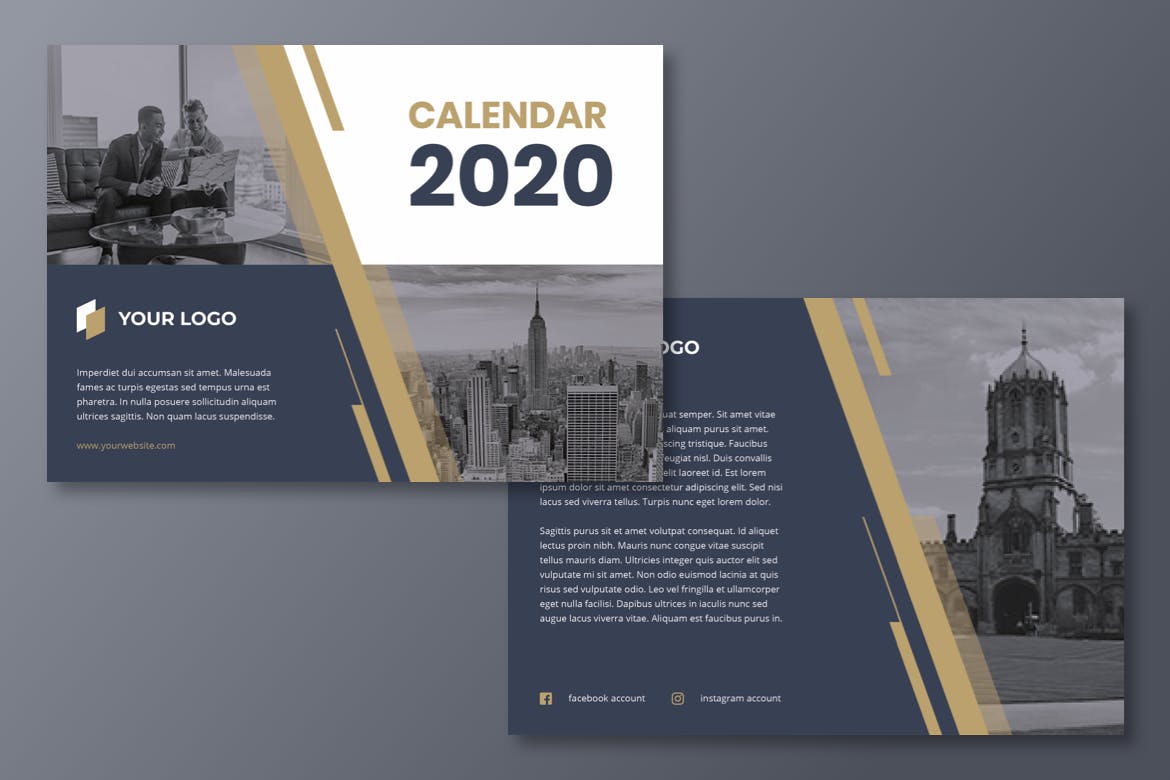 2020年企业定制活页日历设计模板 Corporate Calendar 2020插图2