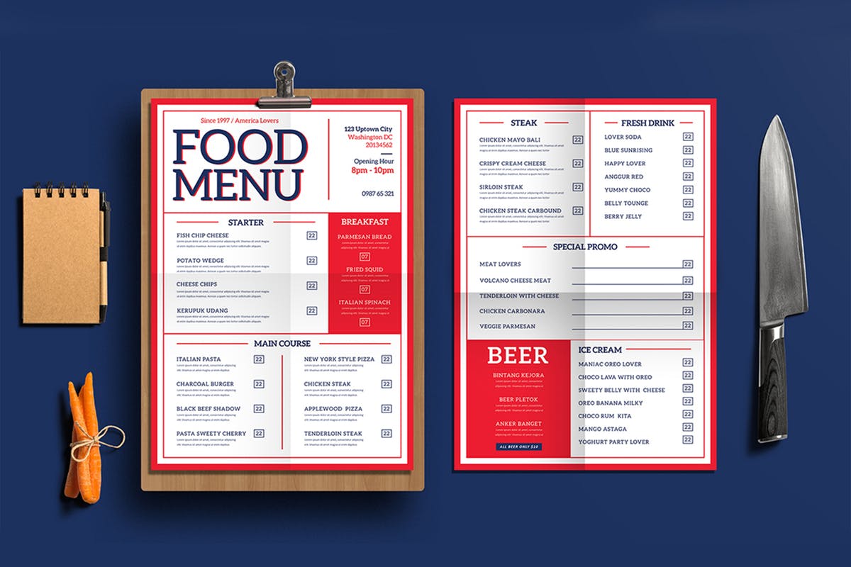 超级简约风创意版式菜单设计模板 Aesthetic Food Menu插图