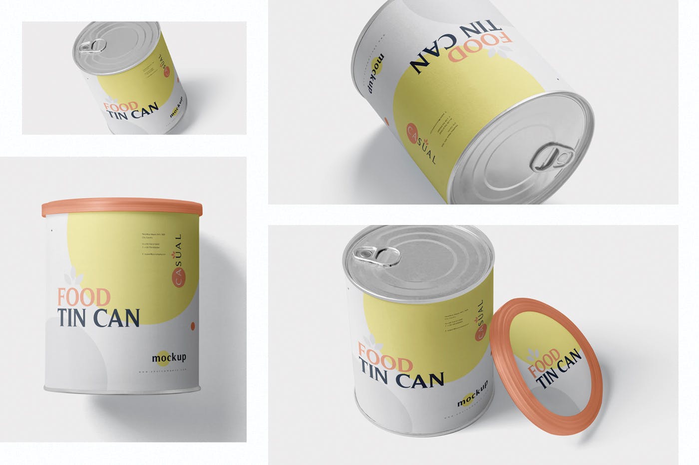 中型食物罐头外观设计样机模板 Food Tin Can Mockup Medium Size – Round插图(1)
