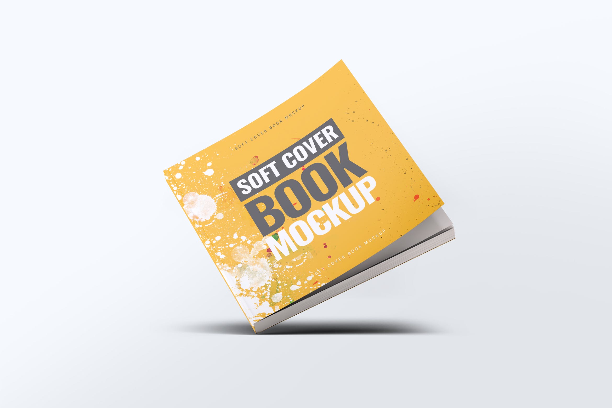 方形软装图书封面设计样机 Soft Cover Square Book Mock-Up插图