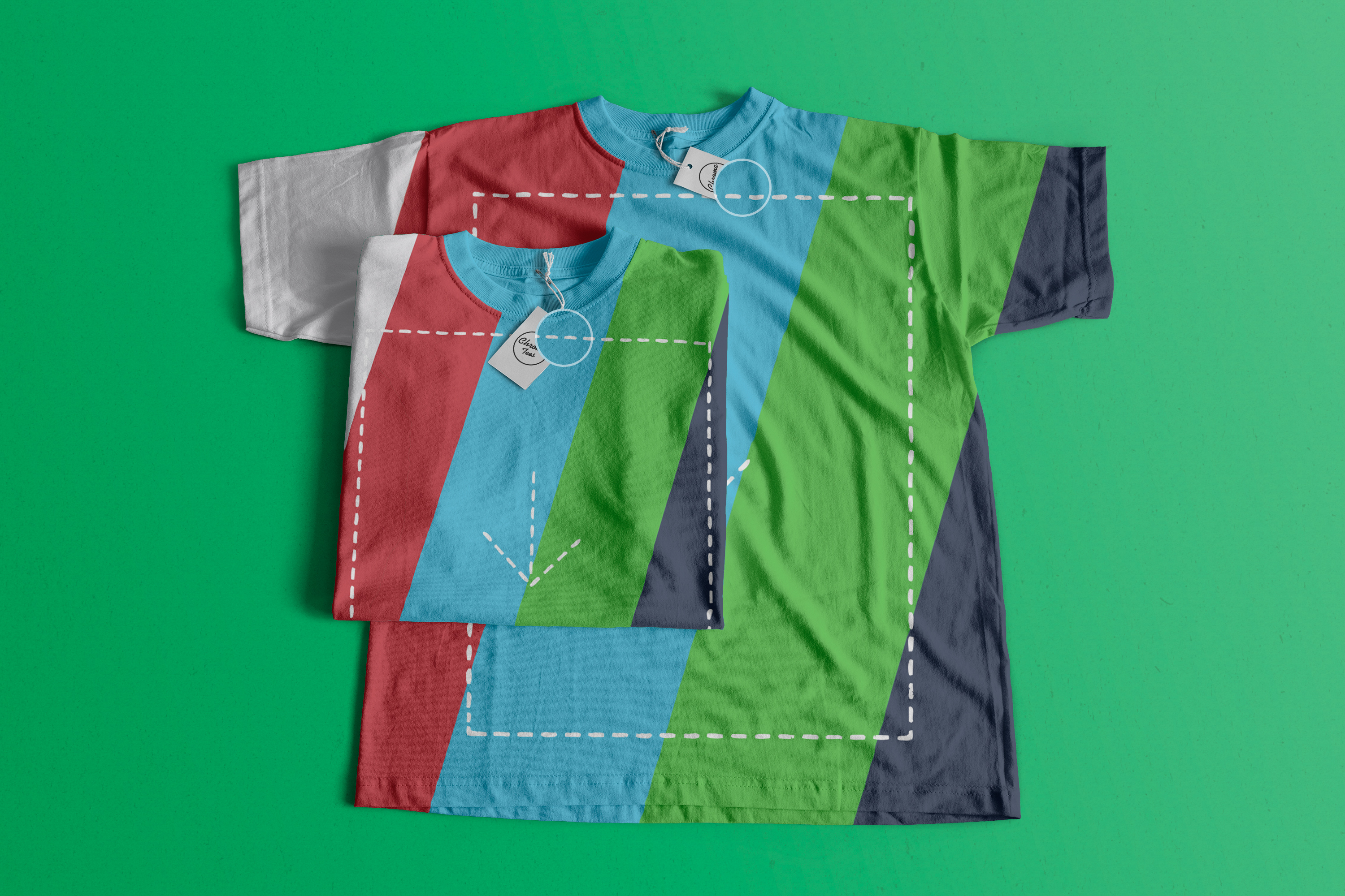 T恤设计折叠&平铺图样机模板02 T-Shirts Mockup 02插图1