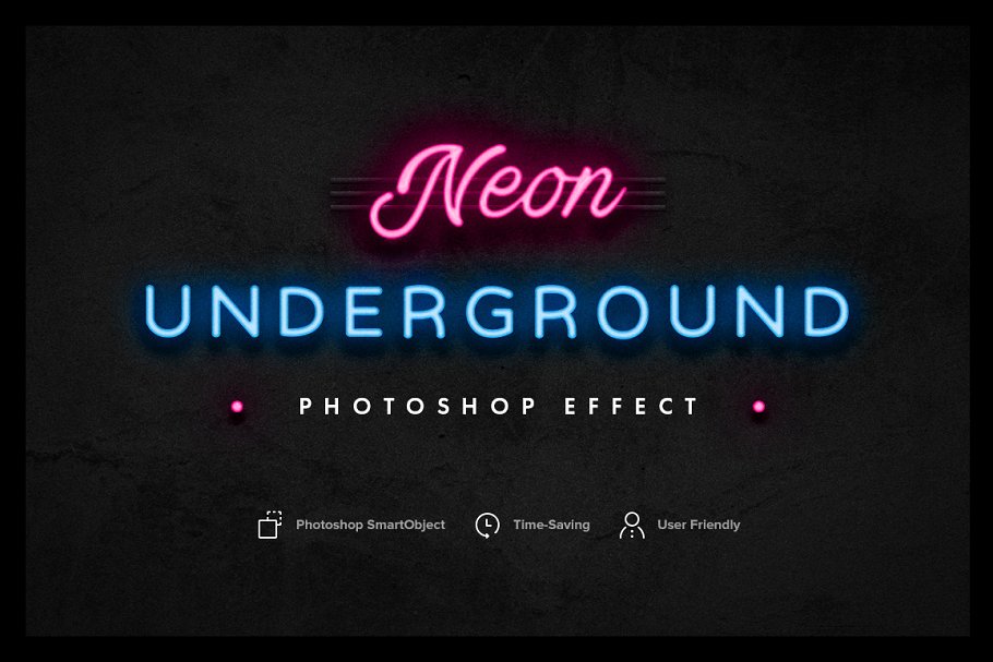 炫彩霓虹灯效果PS图层样式 Neon Underground Photoshop Effect插图