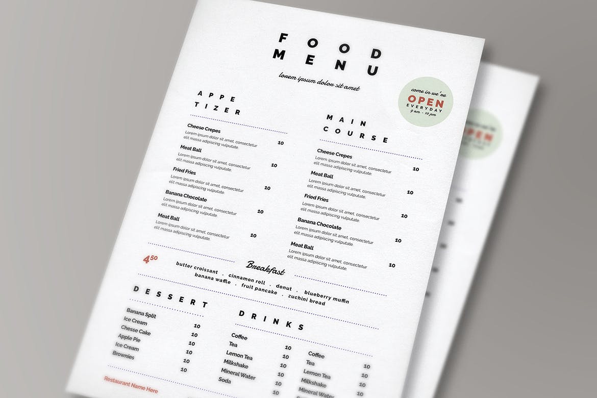 超简约冷饮奶茶店适用的菜单设计模板 Clean & Simple Food Menu插图(2)