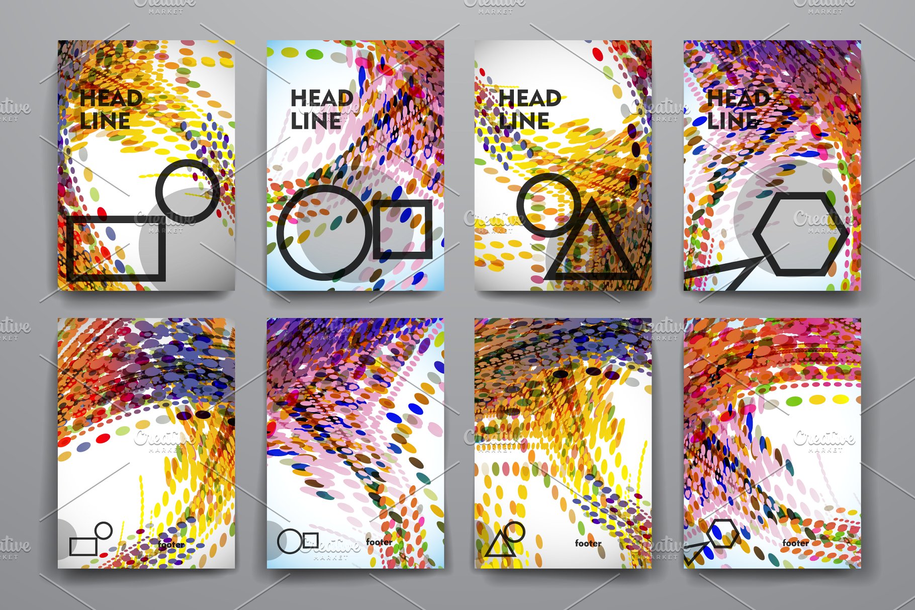 抽象几何叠加图形杂志画册模板 Abstract Brochure Templates插图3