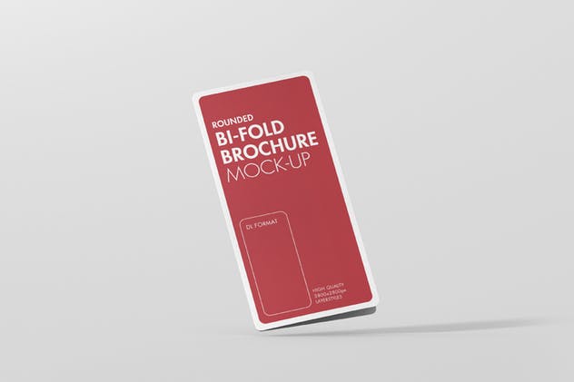 圆角折页小册传单设计样机模板 DL Bi-Fold Brochure Mock-Up – Round Corner插图(6)