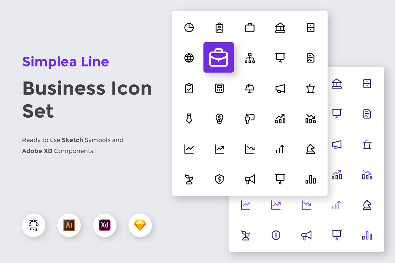 简约风商务主题UI设计线性图标矢量素材 Simplea Line – Business Icon Set插图