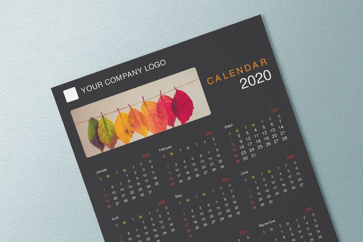 简约优雅设计风格2020年历日历设计模板 Creative Calendar Pro 2020插图3