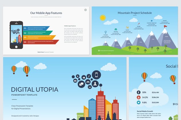 数据信息科技风格PPT幻灯片模板下载 Digital Utopia PowerPoint Template插图(1)