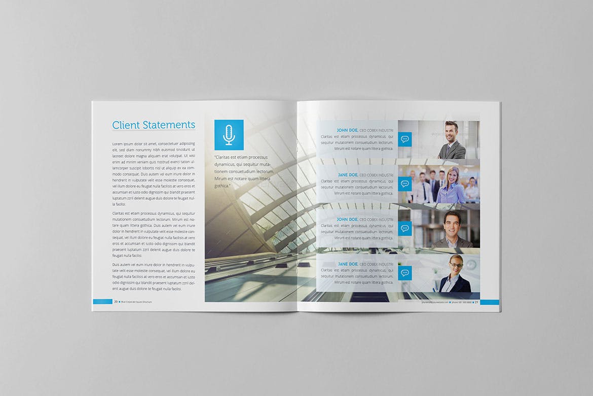 信息科技企业公司画册设计模板素材 Blue Corporate Square Brochure插图10