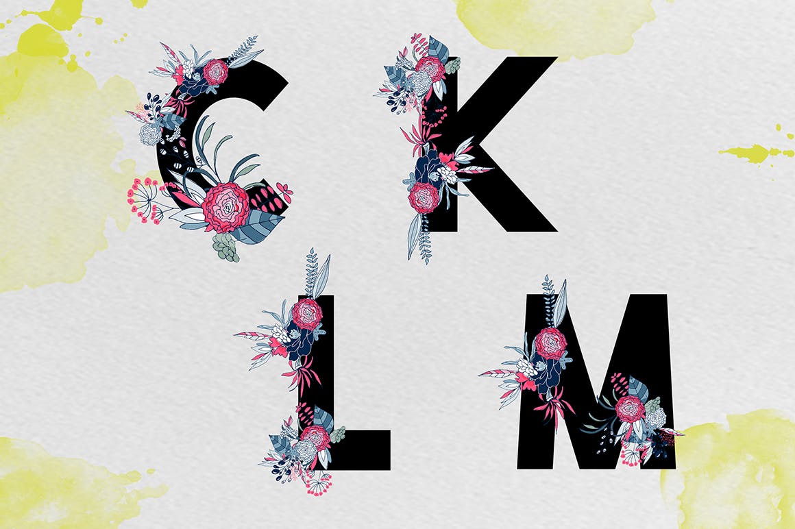 创意水彩手绘花卉装饰字体素材 Stories 2插图1