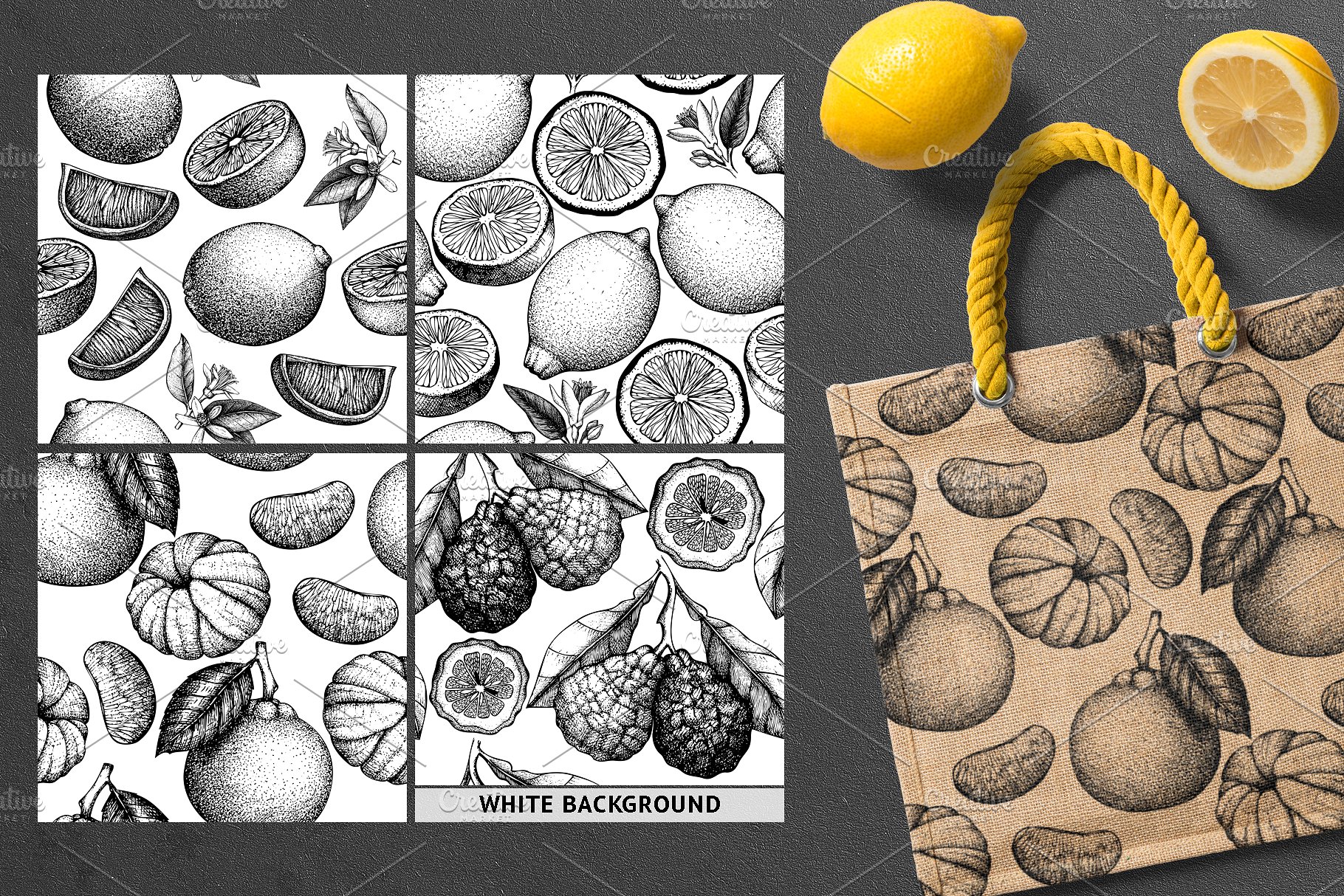 柑橘属果实图案纹理 Citrus Fruits Patterns Collection插图(7)