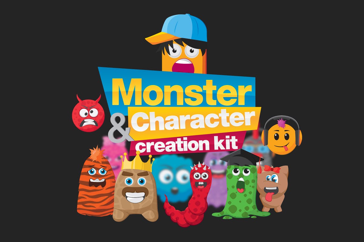 卡通怪兽怪物形象设计工具 Monster Character Creation Kit插图