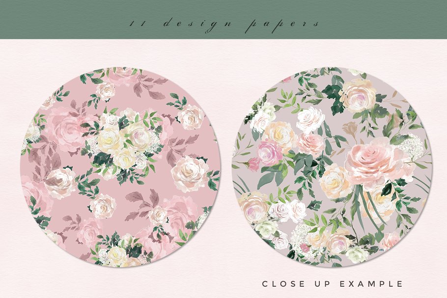 复古水彩玫瑰花卉剪贴画 Vintage Rose – Flower Clipart Set插图3